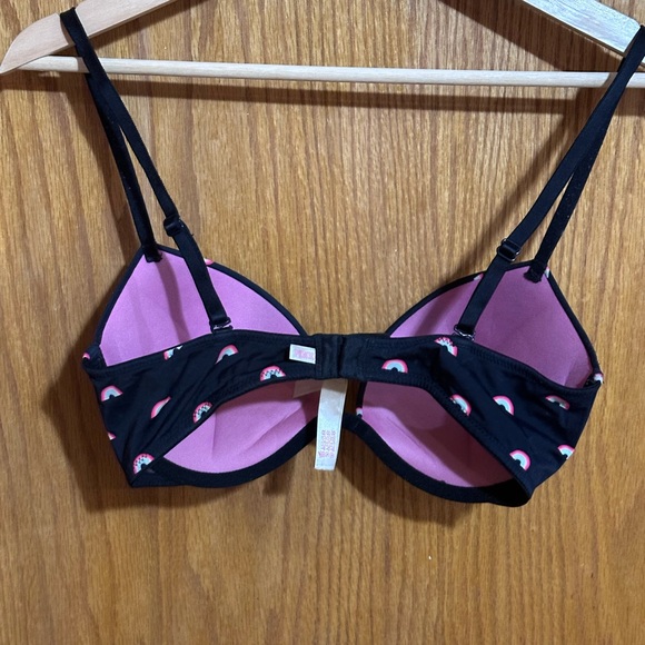 PINK Victoria's Secret Black Bra with Rainbow Accents Sz 32D - Picture 4 of 7